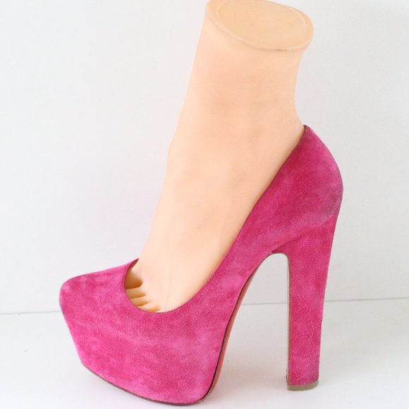 Christian Louboutin Pink Daffy Suede Platform - Picture 7 of 10